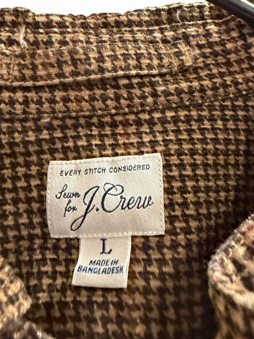 J.Crew Houndstooth Two Pocket Cotton Workshirt Brown Men’s Large
